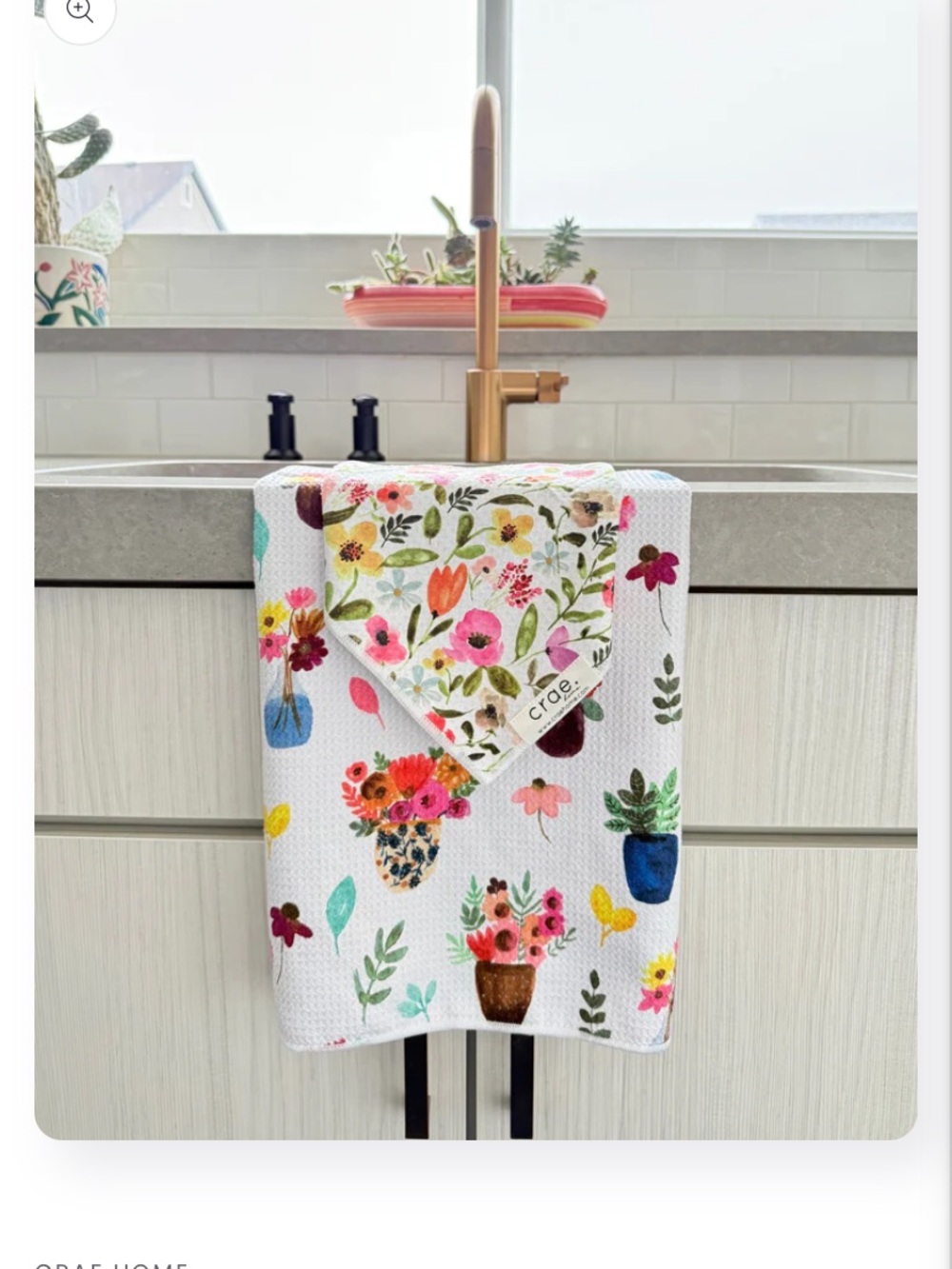 White Floral Kitchen Towel - Colorful Botanical Print